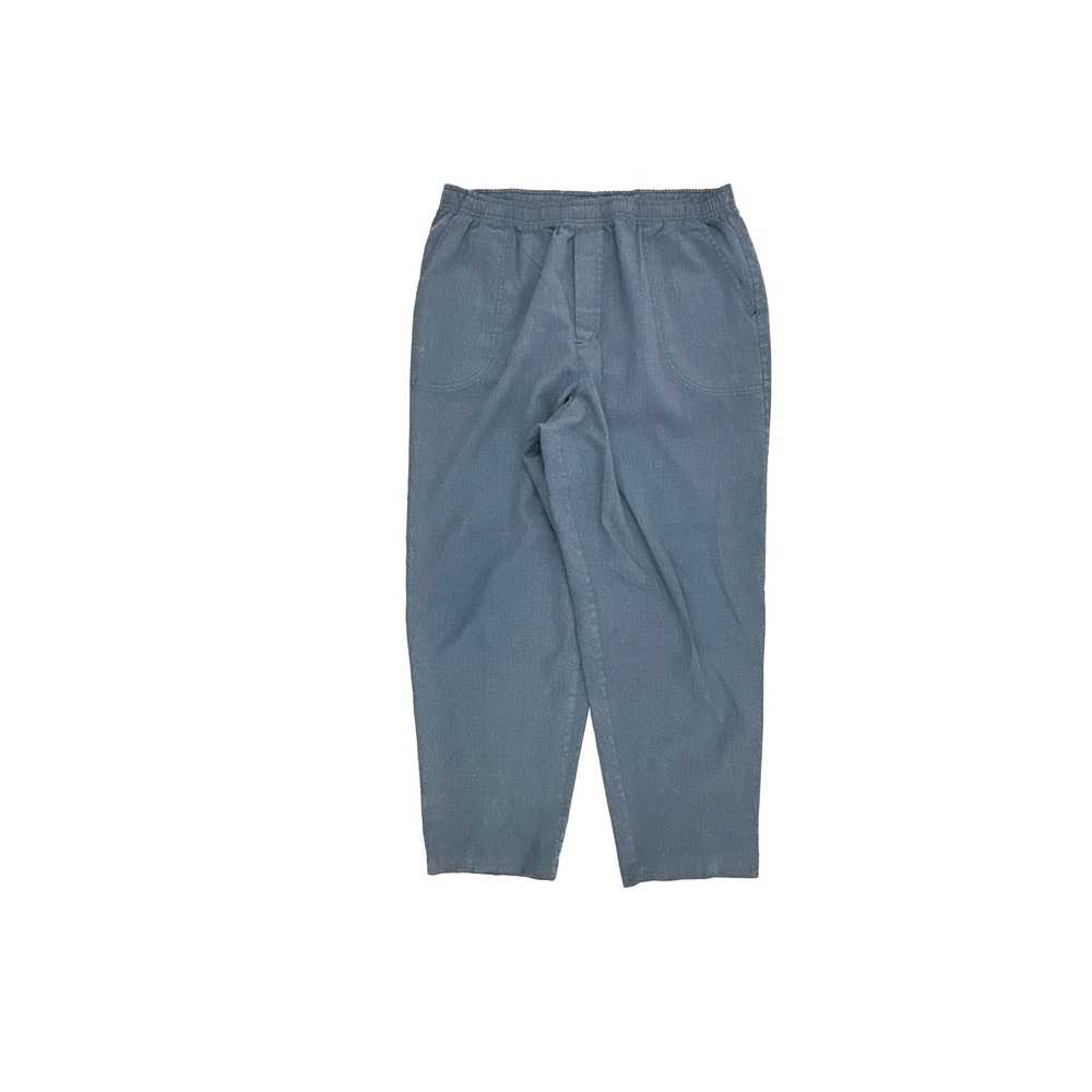 Cabin Creek Pull On Pants Womens 16 Blue Straight Leg Elastic Waist High Rise